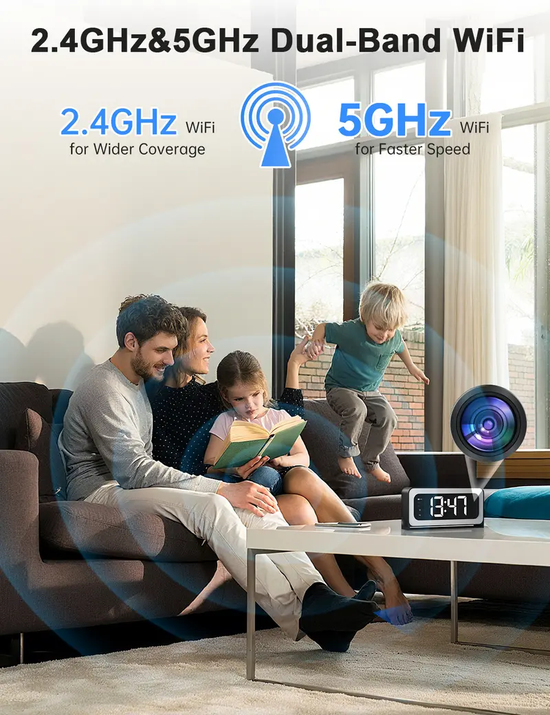 🔥Oferta especial de hoy:Cámara de reloj inalámbrica HD, visión nocturna, detección de movimiento, grabación en bucle, conectividad WiFi 2.4GHz, funcionamiento con batería, visualización remota en tiempo real, perfecta para monitoreo de hogar
