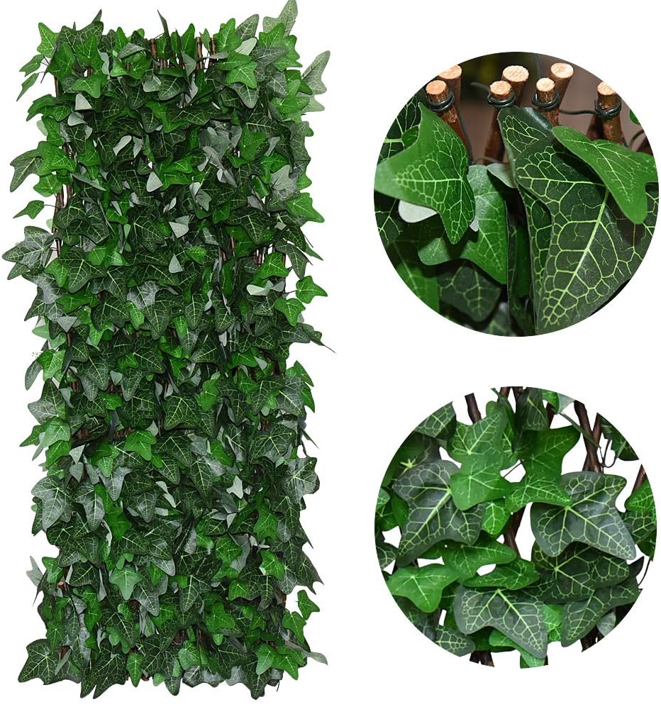 Expandable Artificial Ivy Lattice Privacy Fence Screen, Garden Fencing Panel with Realistic Leaves, Porch-Patio Decor Solution, Vertical Garden Trellis for Backyard Unsightly View Hiding Expandable Artificial Ivy Lattice Privacy Fence Screen, Garden Fencing Panel with Realistic Leaves, Porch-Patio Decor Solution, Vertical Garden Trellis for Backyard Unsightly View Hiding