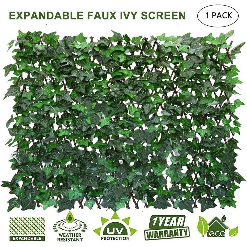 Expandable Artificial Ivy Lattice Privacy Fence Screen, Garden Fencing Panel with Realistic Leaves, Porch-Patio Decor Solution, Vertical Garden Trellis for Backyard Unsightly View Hiding