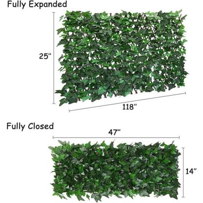 Expandable Artificial Ivy Lattice Privacy Fence Screen, Garden Fencing Panel with Realistic Leaves, Porch-Patio Decor Solution, Vertical Garden Trellis for Backyard Unsightly View Hiding