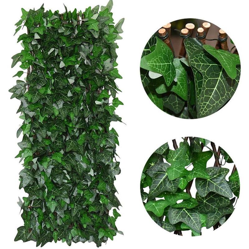 Expandable Artificial Ivy Lattice Privacy Fence Screen, Garden Fencing Panel with Realistic Leaves, Porch-Patio Decor Solution, Vertical Garden Trellis for Backyard Unsightly View Hiding