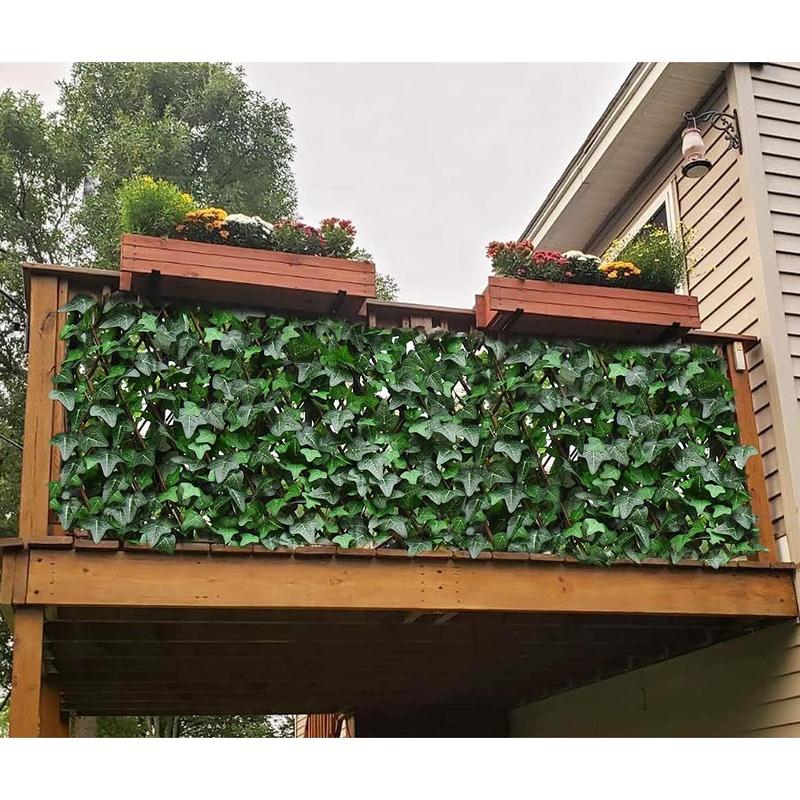 Expandable Artificial Ivy Lattice Privacy Fence Screen, Garden Fencing Panel with Realistic Leaves, Porch-Patio Decor Solution, Vertical Garden Trellis for Backyard Unsightly View Hiding