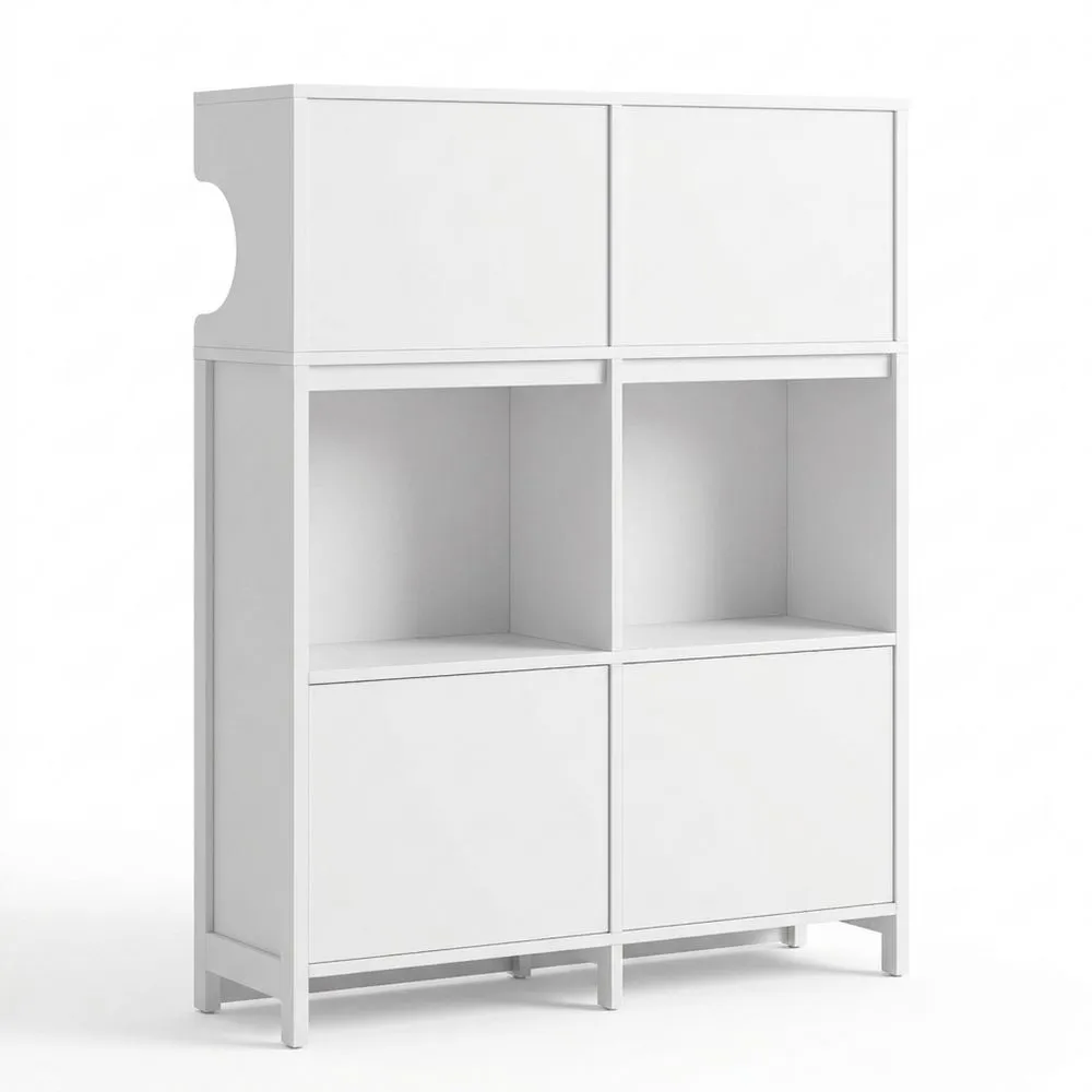 Armario de Zapatos de Madera, Estante Estrecho para Entrada con 4 Puertas y Estantes Ajustables para 20 Pares, 2 Cajones, 24 x 100 x 124.5 cm, Blanco
