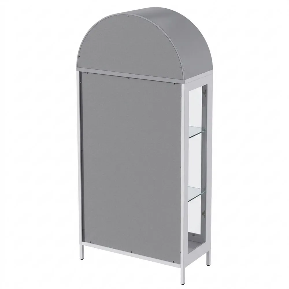 Vitrina de Metal de 185 cm con Puertas de Cristal y Estantes para Cocina o Sala
