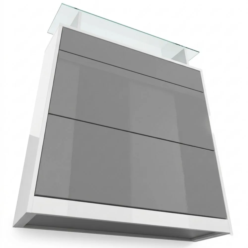 Armario Zapatero Moderno con Luz LED para Pasillo, Diseño Elegante, Blanco y Gris, 89 x 105 x 24 cm