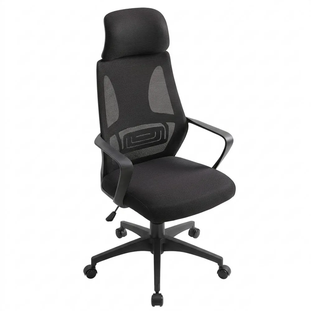 Silla de oficina ajustable con reposabrazos y soporte lumbar