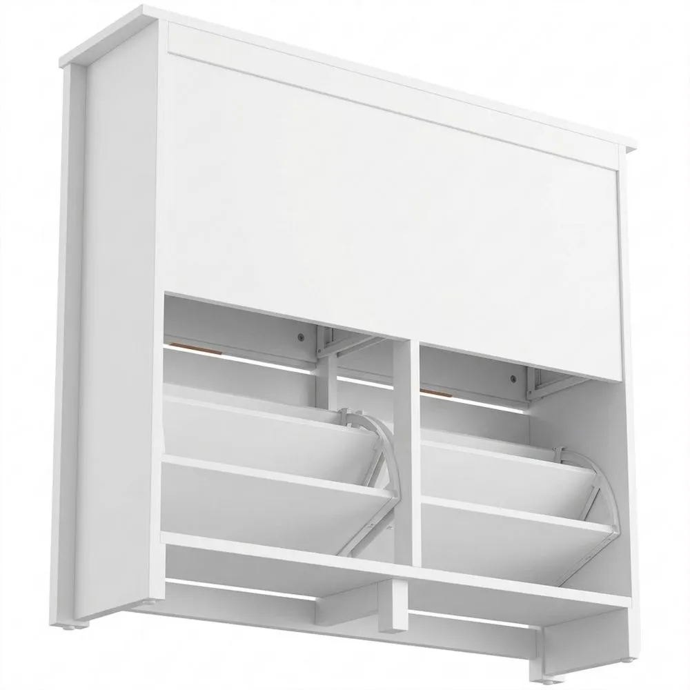 Zapatero Estrecho para Entrada de Pasillo, Diseño Compacto y Elegante, 4 Compartimentos con 2 Niveles, MDF 104 x 23 x 82 cm