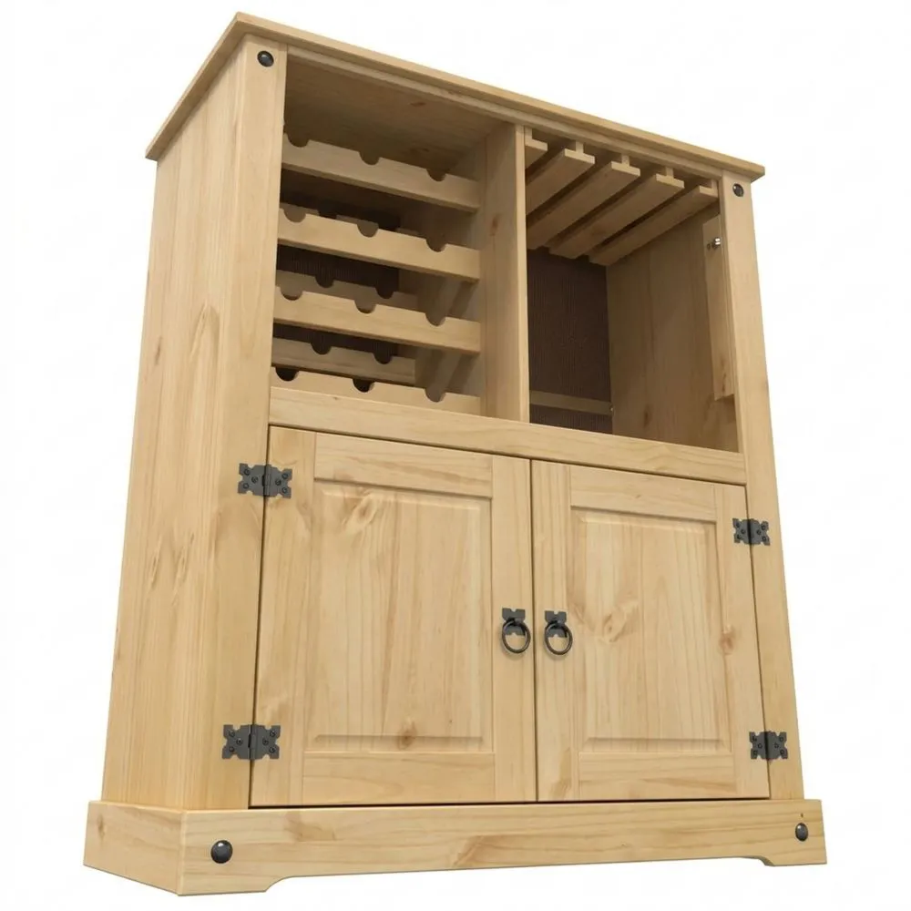 Armario de Vinos y Licores de Madera Maciza de Pino, 97 x 45 x 114 cm