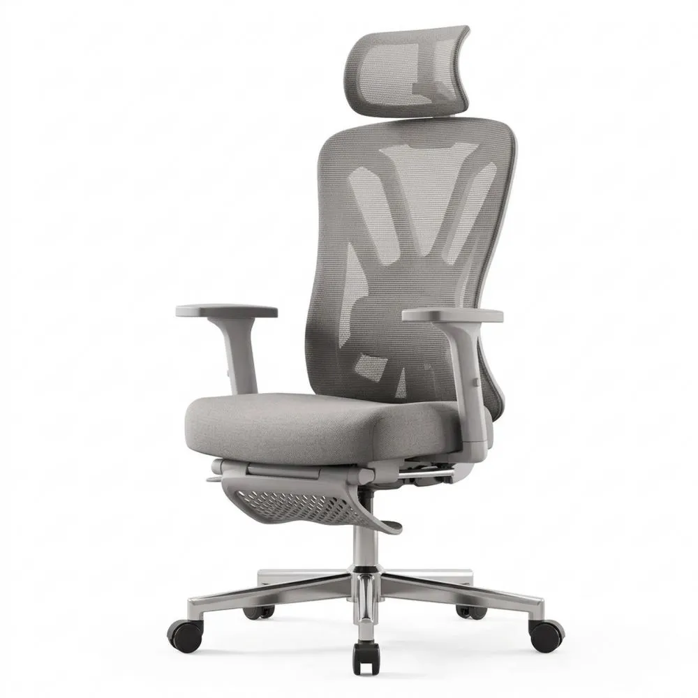 Silla de Oficina Ergonómica con Soporte Lumbar Ajustable y Reposapiés Integrado