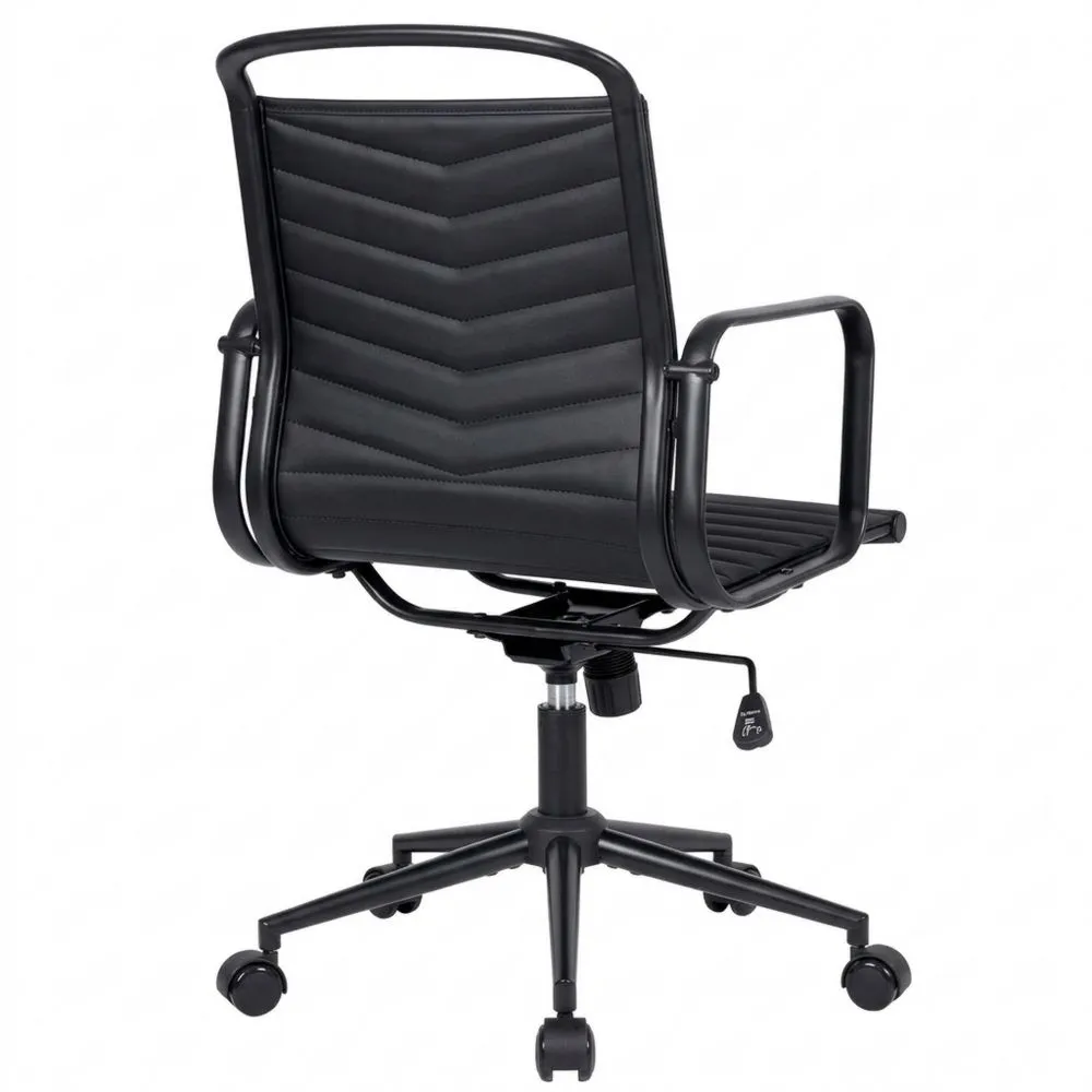 Silla de Oficina Ergonómica de Cuero PU con Mecanismo de Inclinación y Ruedas, Soporta hasta 150 kg, Color Negro