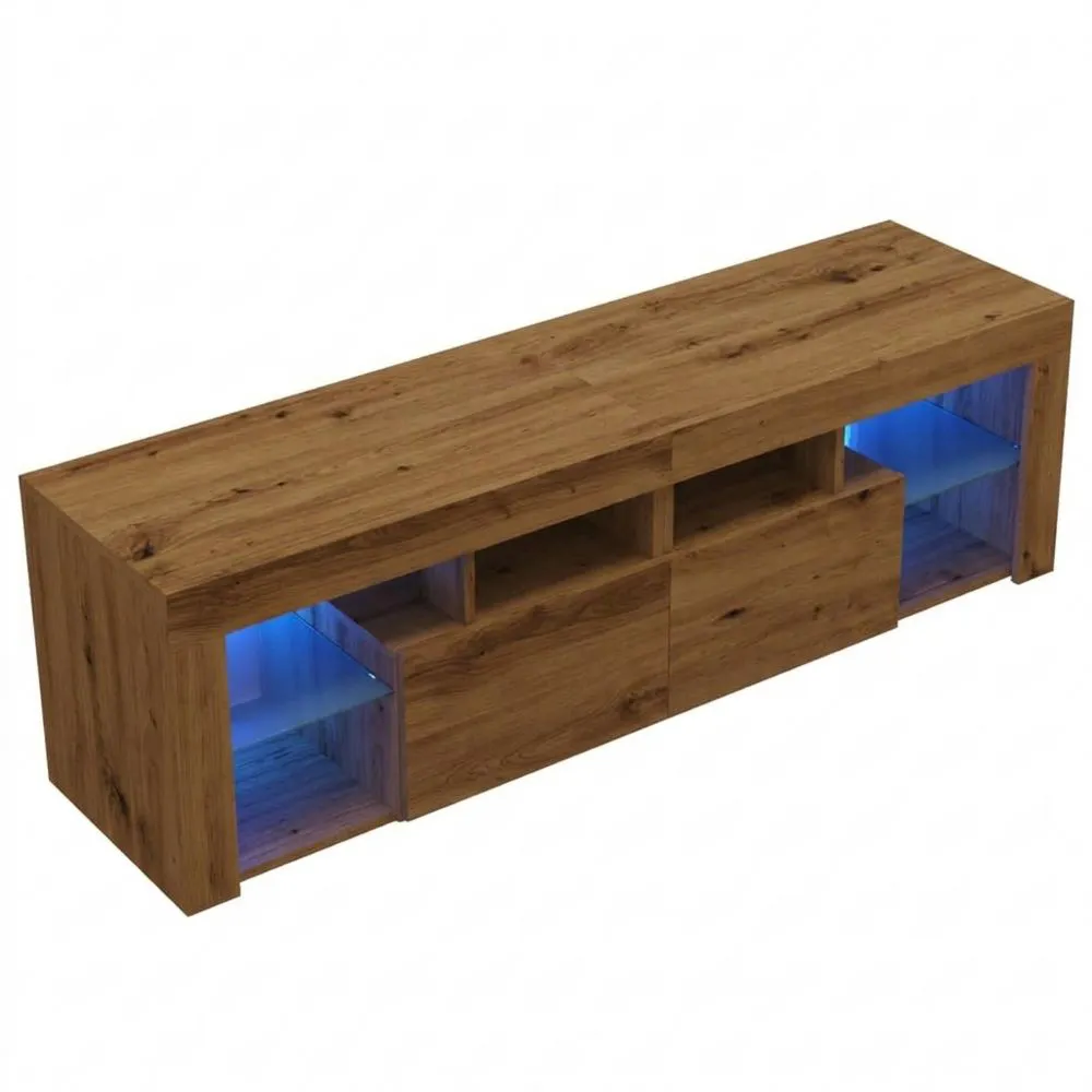 Mueble de TV con Luces LED, Roble Artesano