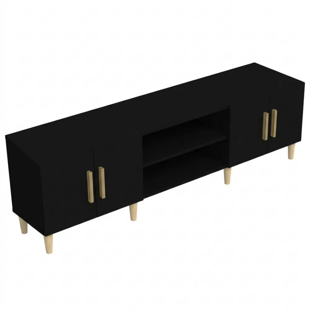 Mueble de TV de Madera Contrachapada Negro 180x31.5x40 cm