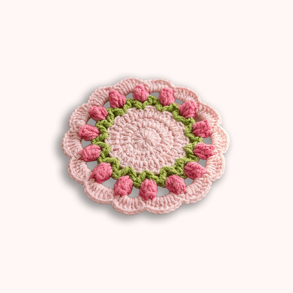 Crochet Tulip Coaster – Can Be Used as a Coaster and Home Decor