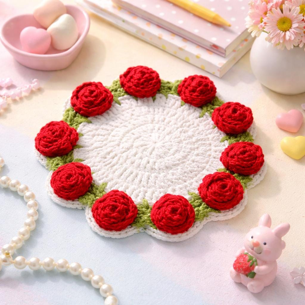 Crochet Coaster Set – Flower Shaped – Handmade