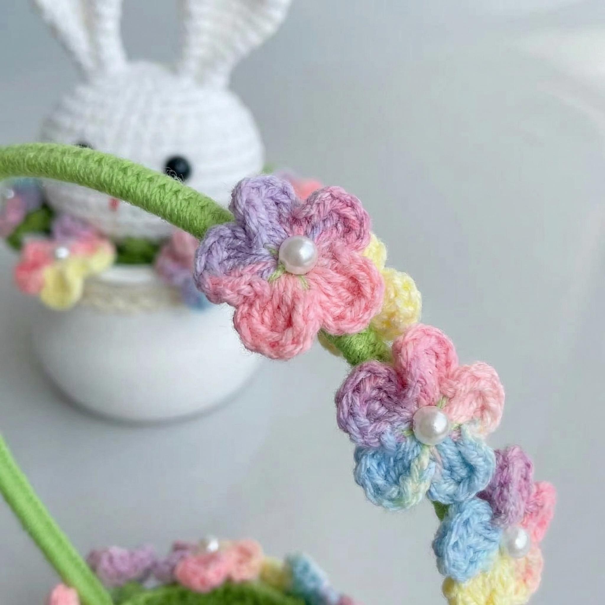 Handmade Crochet Bunny Basket Decor Gift for Kids