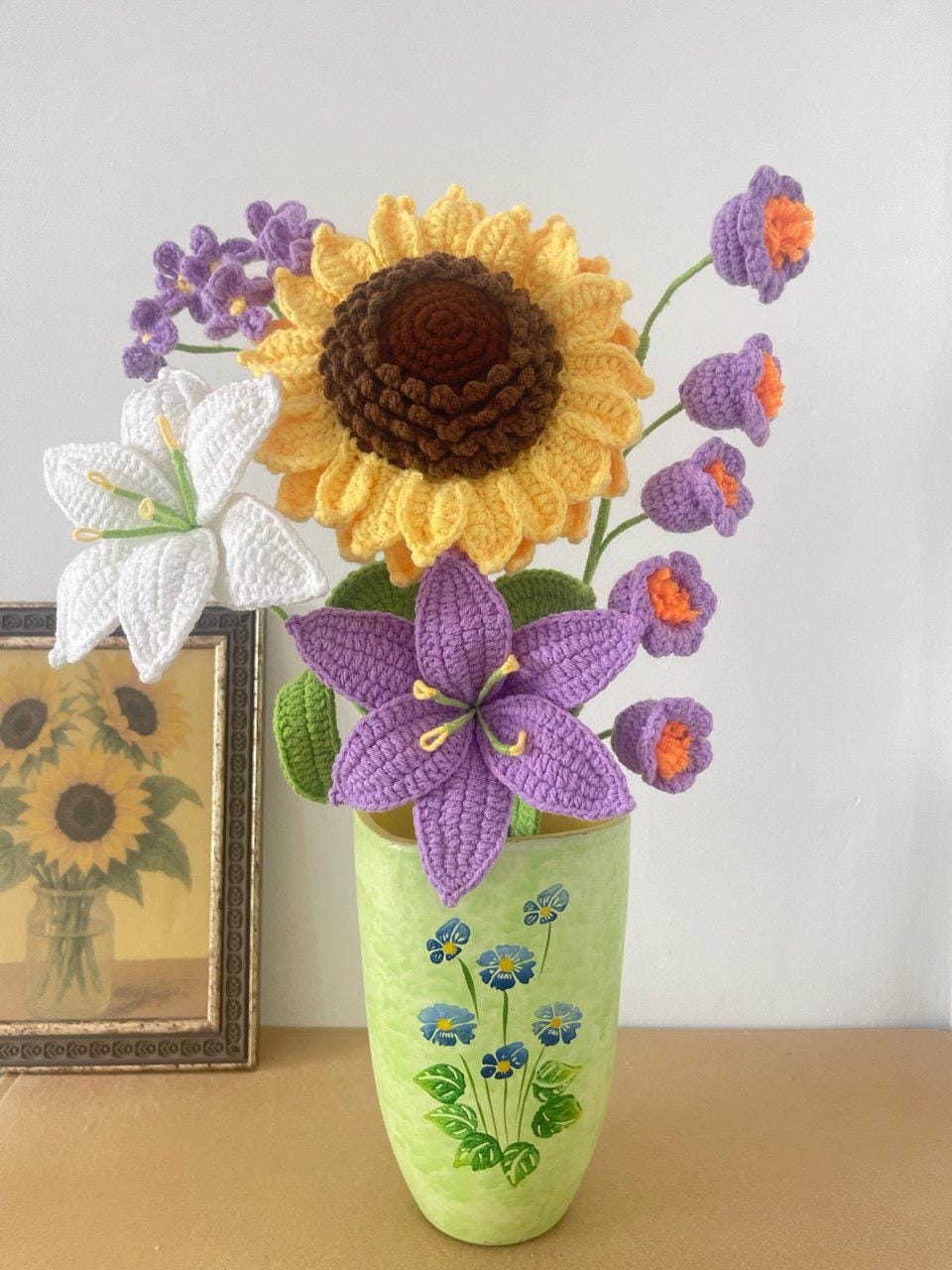 Crochet Flower Bouquet for Teacher – Handmade – No Fading