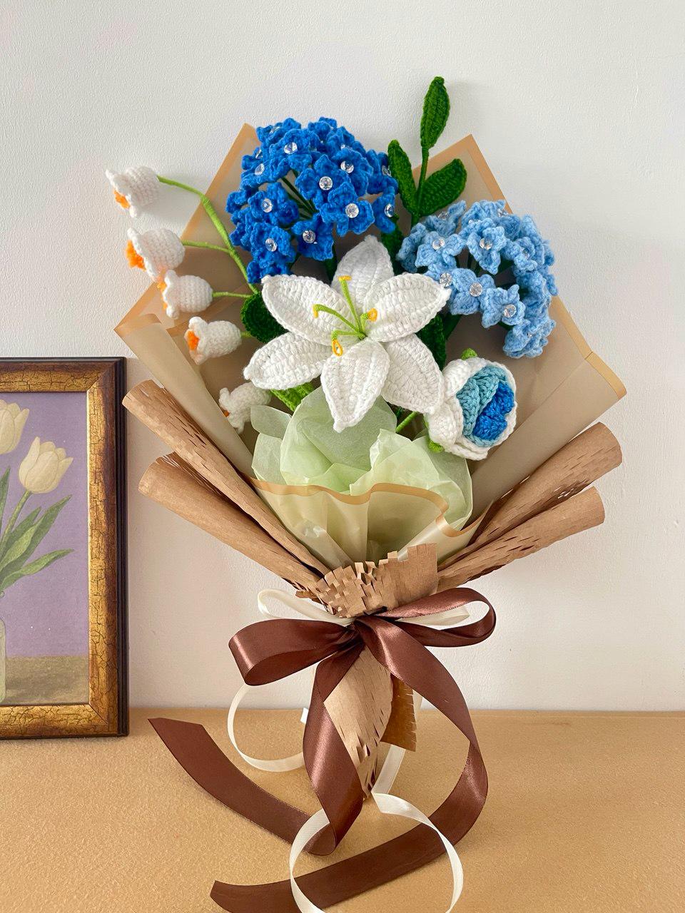 Crochet Flower Bouquet for Teacher – Handmade – No Fading