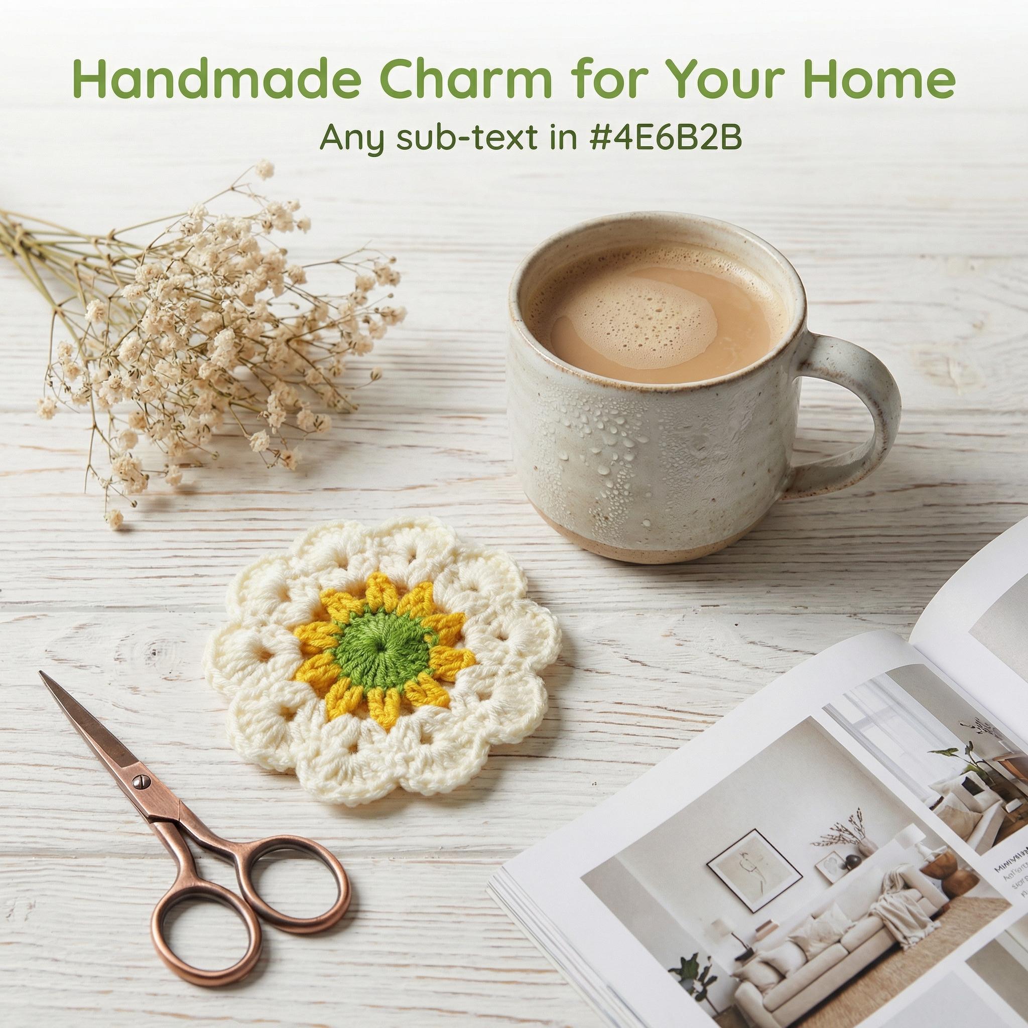 Crochet Coaster Set – 5 Flower Styles – Handmade – Desk or Dining Table Decor