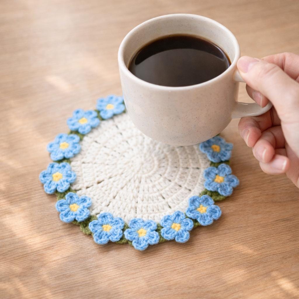 Crochet Coaster Set – Flower Shaped – Handmade