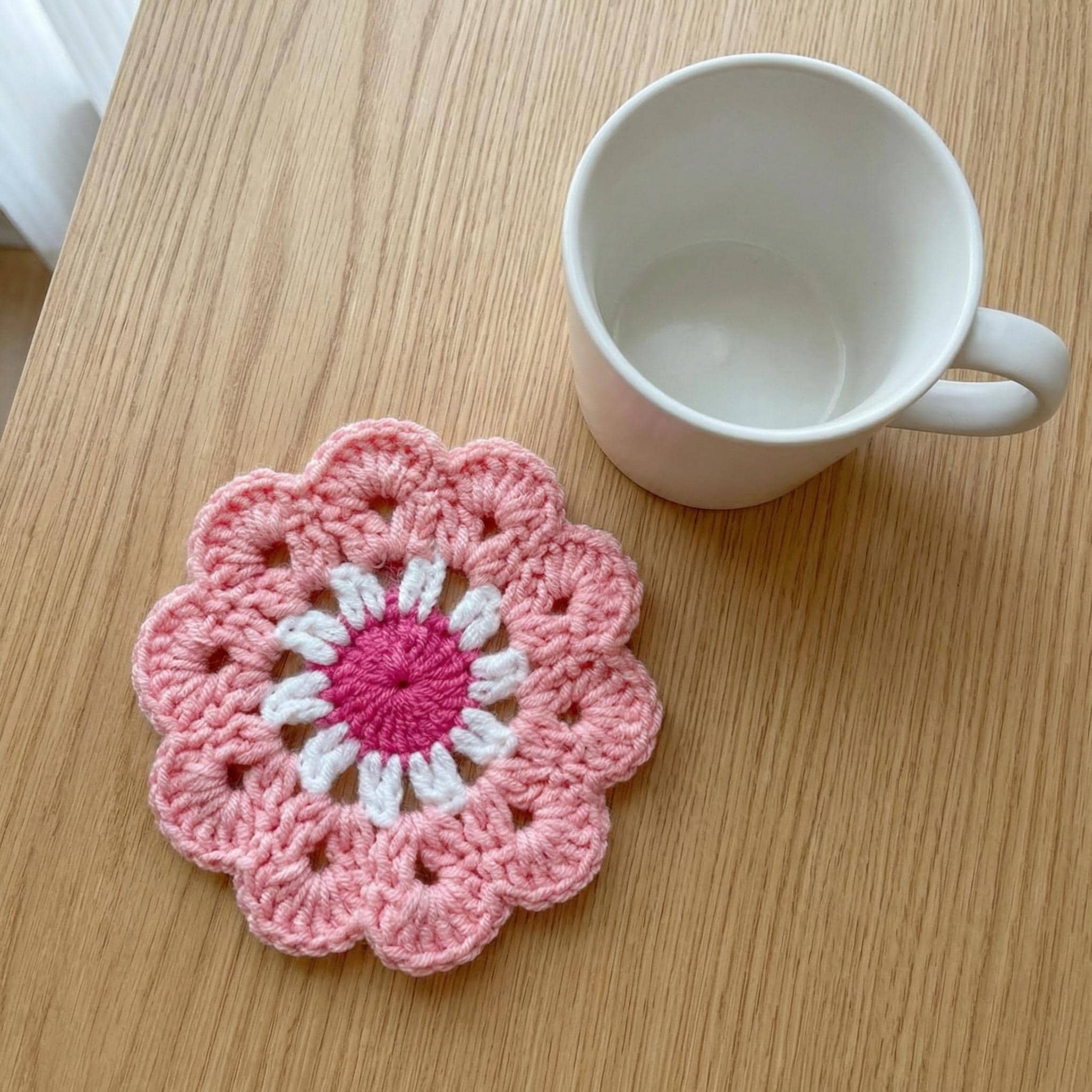 Crochet Coaster Set – 5 Flower Styles – Handmade – Desk or Dining Table Decor