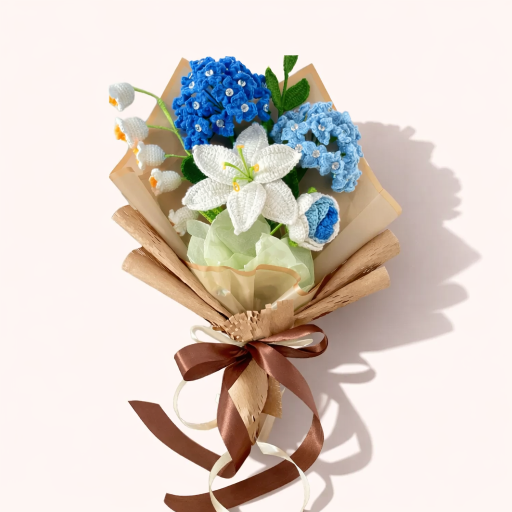 Crocheted Bouquet, Lilies and Hydrangeas A Gift for a Teacher
