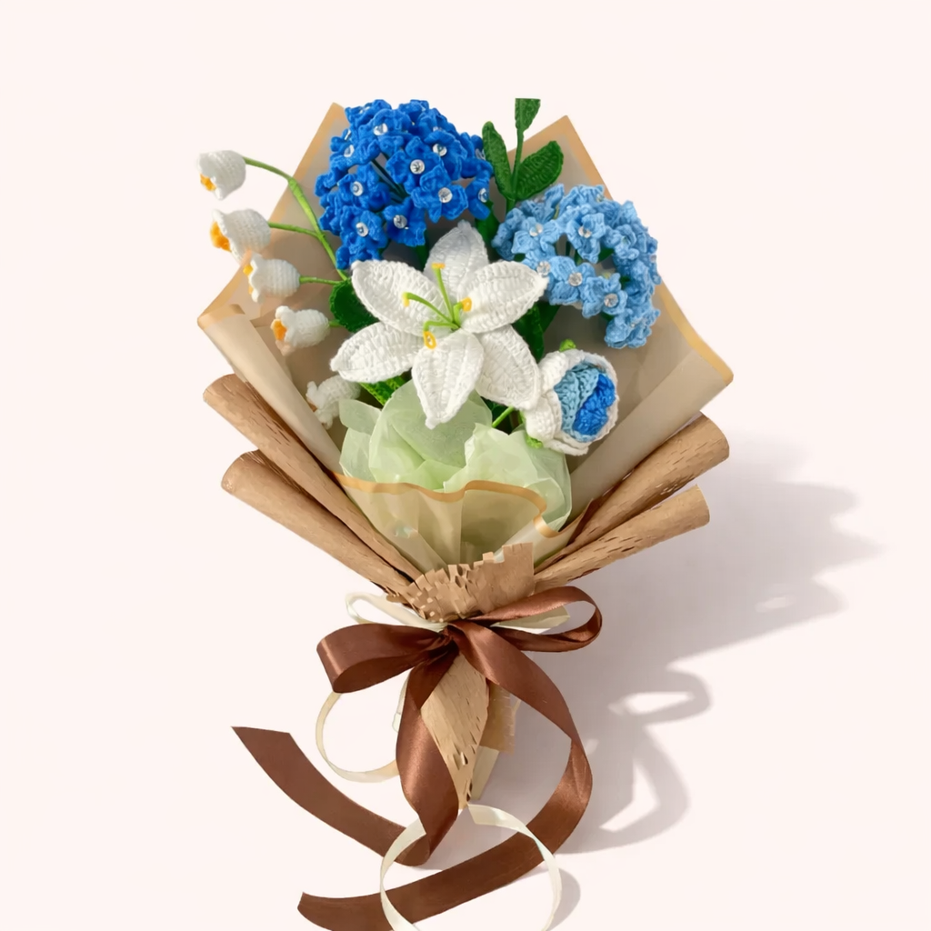 Crocheted Bouquet, Lilies and Hydrangeas A Gift for a Teacher