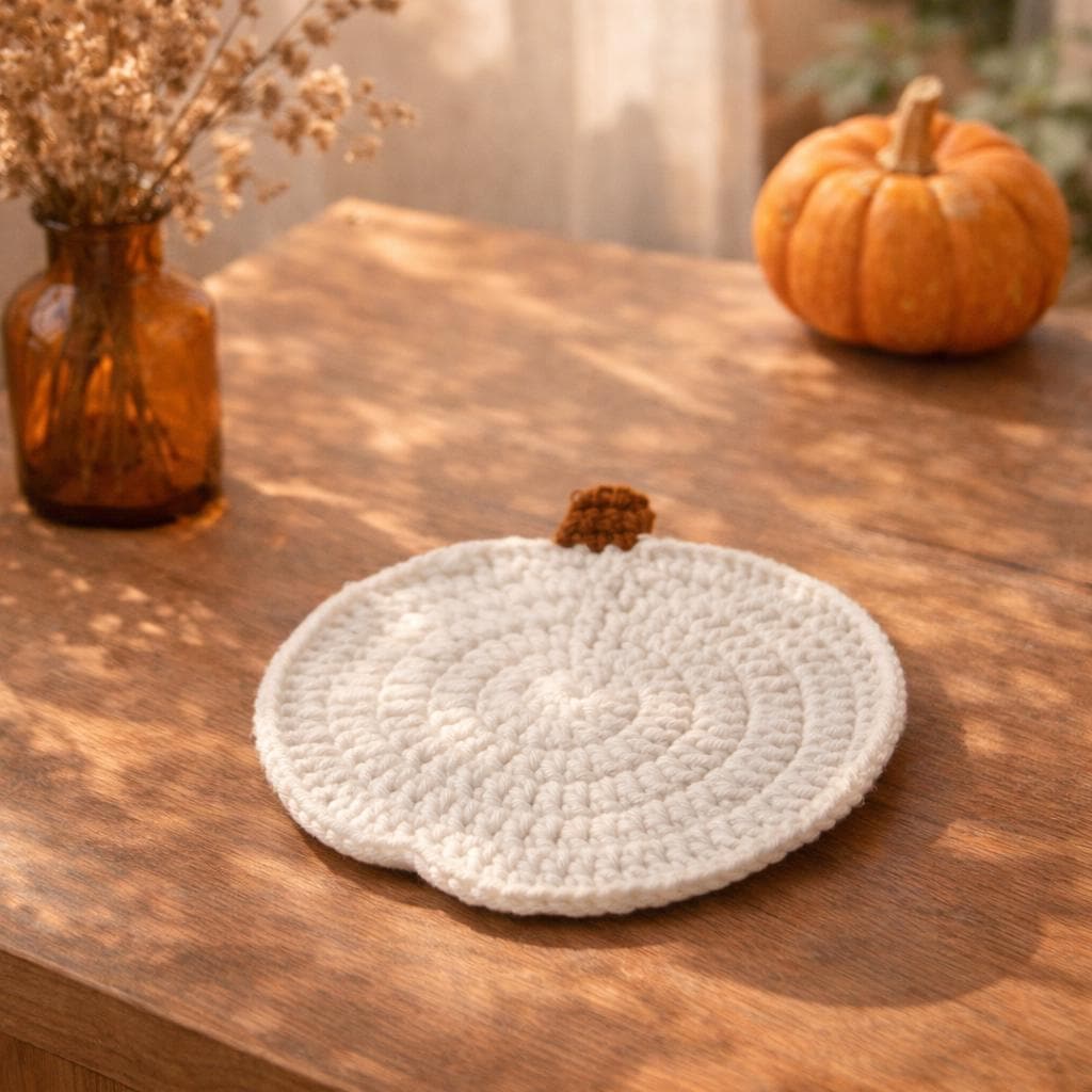 Crochet Coaster Set – Pumpkin, Orange, Cherry Styles – Handmade – Protects Surfaces from Heat