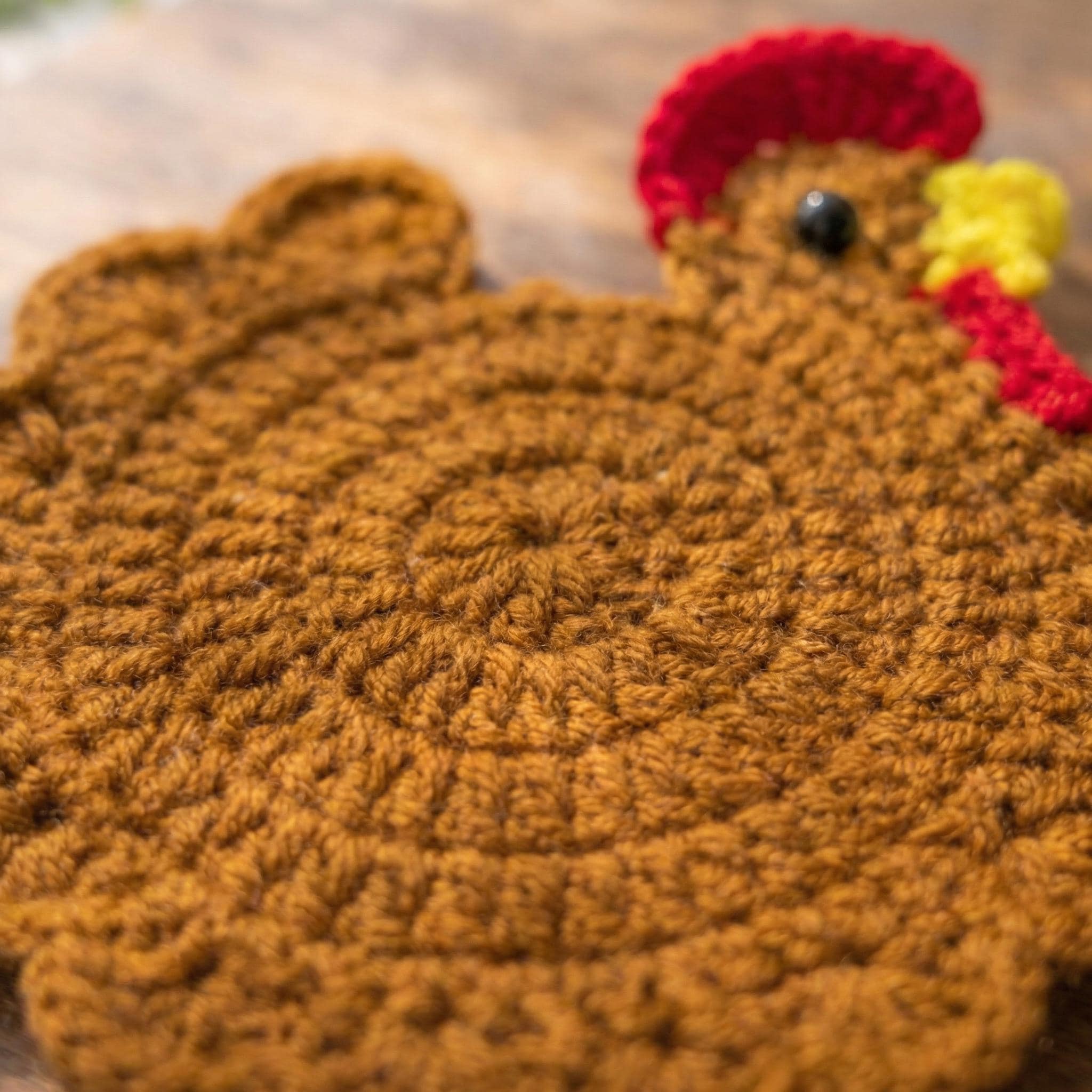 Crochet Chicken Coaster Set – 4 Colors Available – Handmade – Soft Yarn