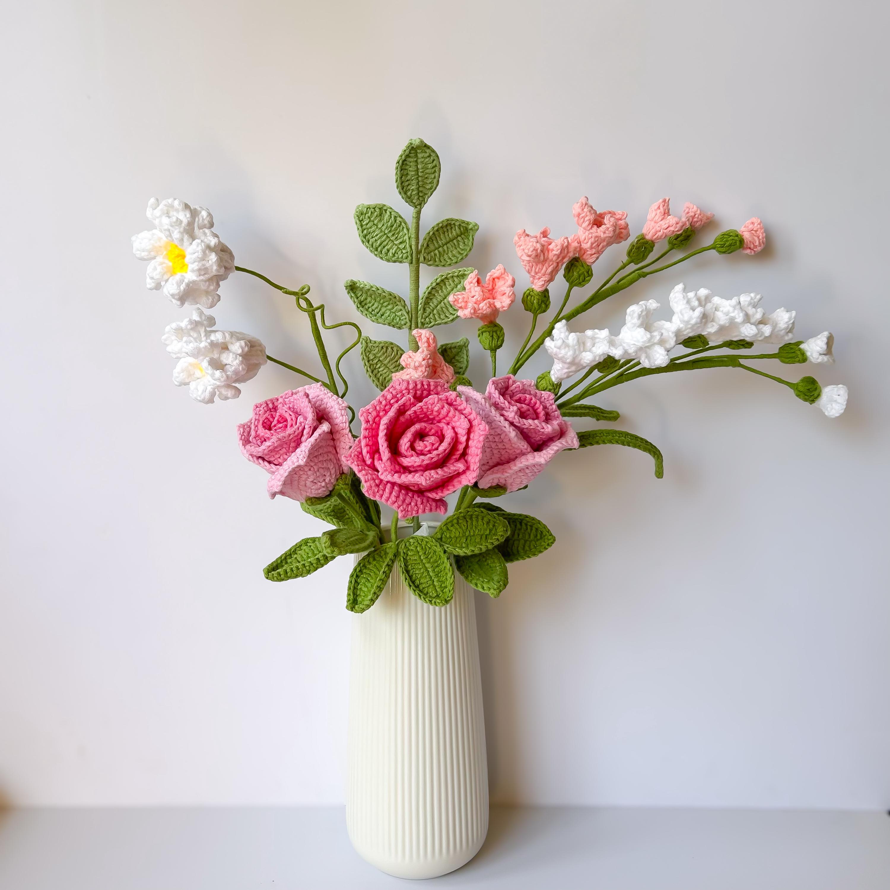 Handmade Crochet Rose Bouquet – Soft Yarn – No Watering Needed