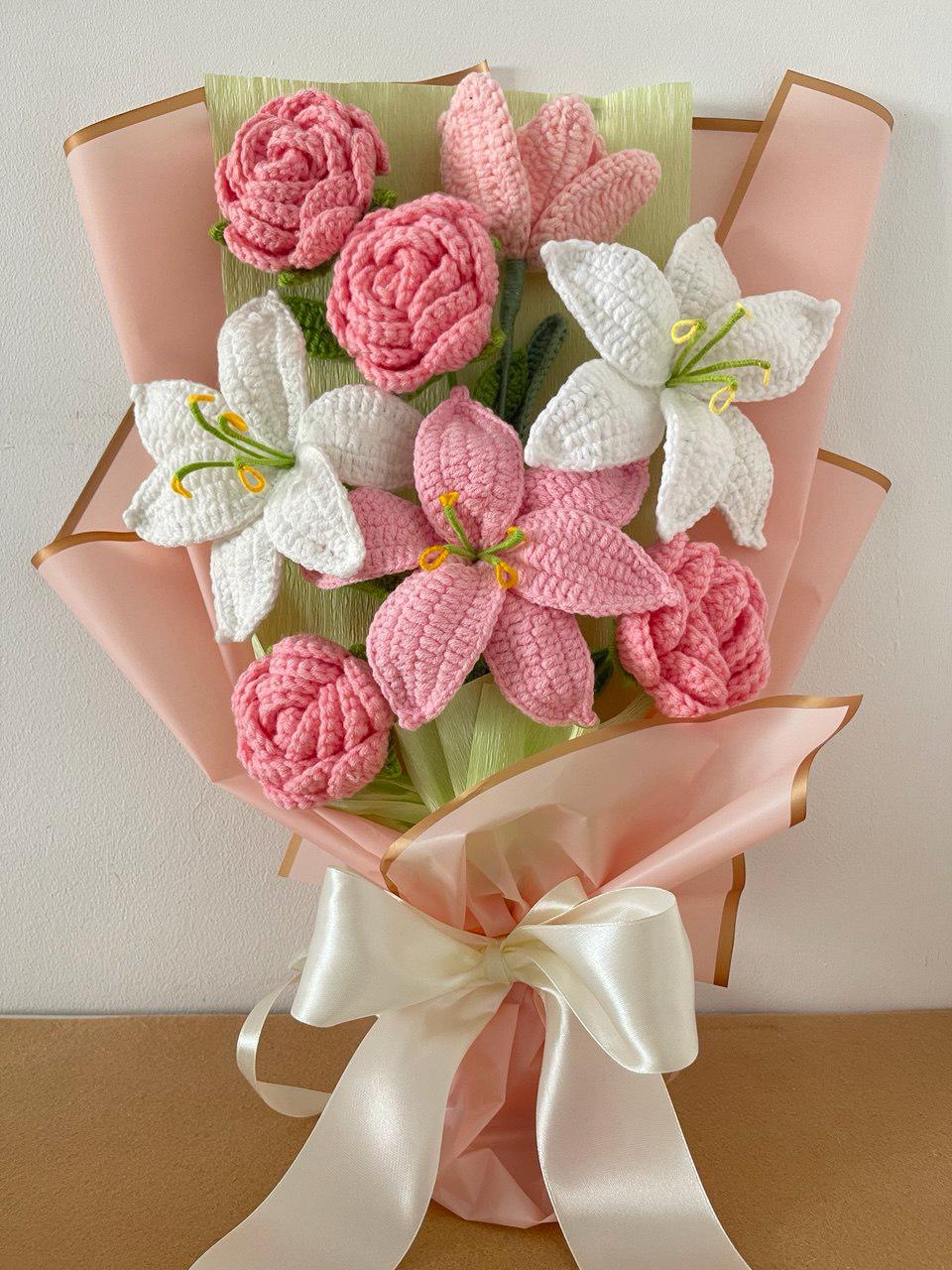 Crochet Flower Bouquet for Teacher – Handmade – No Fading