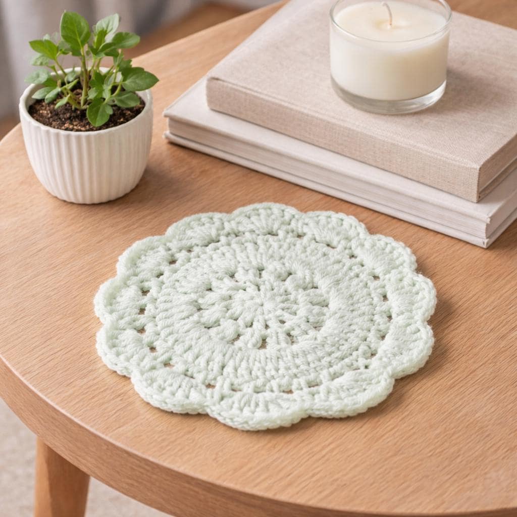 Crochet Coaster Set – 5 Flower Styles – Handmade – Desk or Dining Table Decor