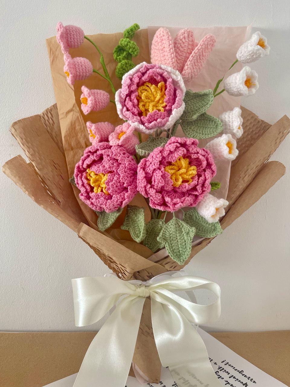 Crochet Flower Bouquet for Teacher – Handmade – No Fading