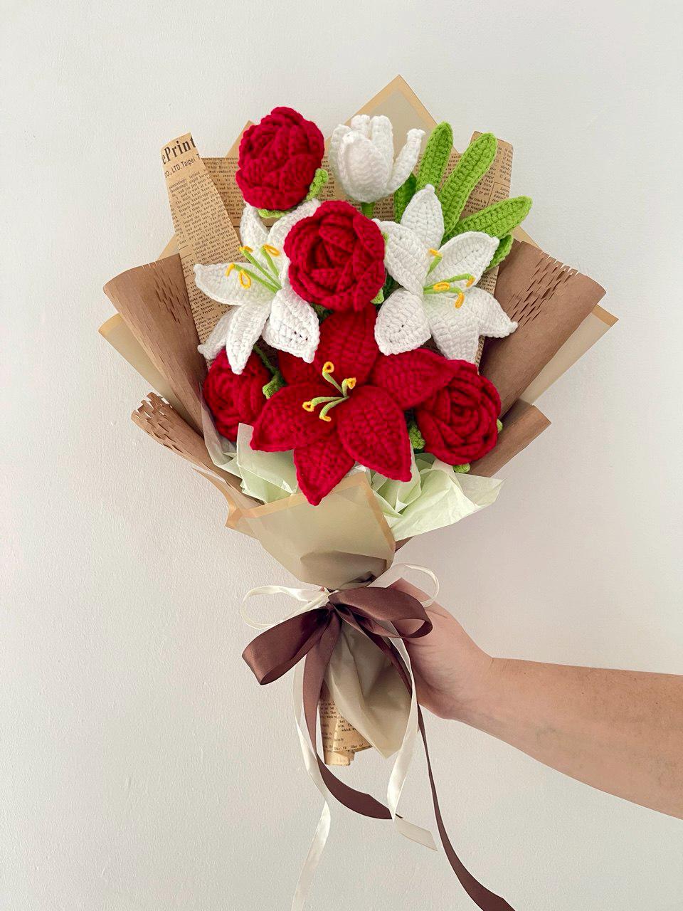 Crochet Flower Bouquet for Teacher – Handmade – No Fading