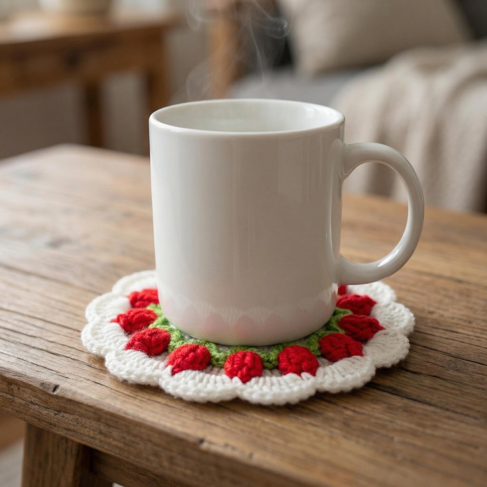 Crochet Tulip Coaster – Handmade – Use as Coaster or Decorative Basket