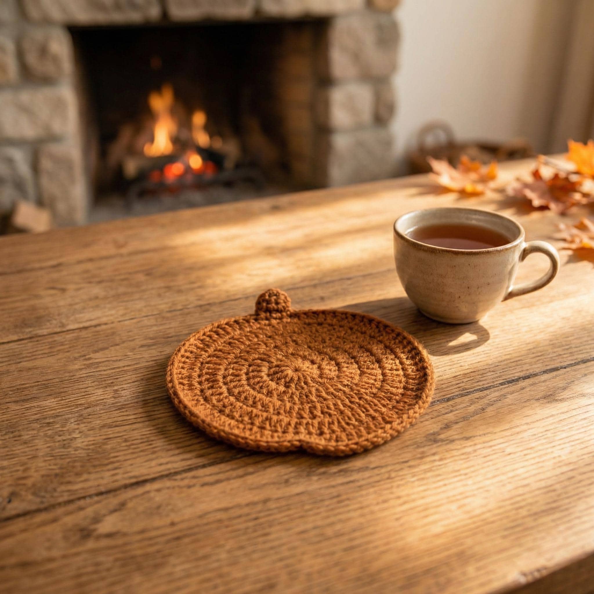 Crochet Coaster Set – Pumpkin, Orange, Cherry Styles – Handmade – Protects Surfaces from Heat