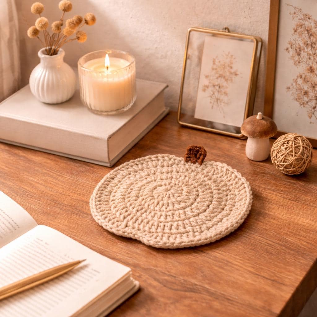 Crochet Coaster Set – Pumpkin, Orange, Cherry Styles – Handmade – Protects Surfaces from Heat