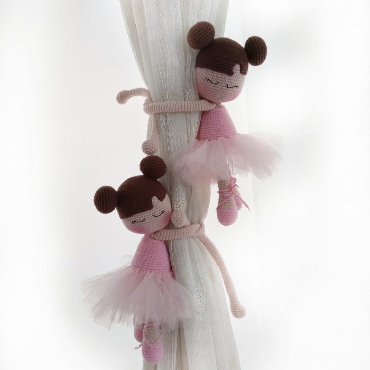Amigurumi Curtain Tieback Holder Ballerina Doll, Nursery Room Decor for Baby
