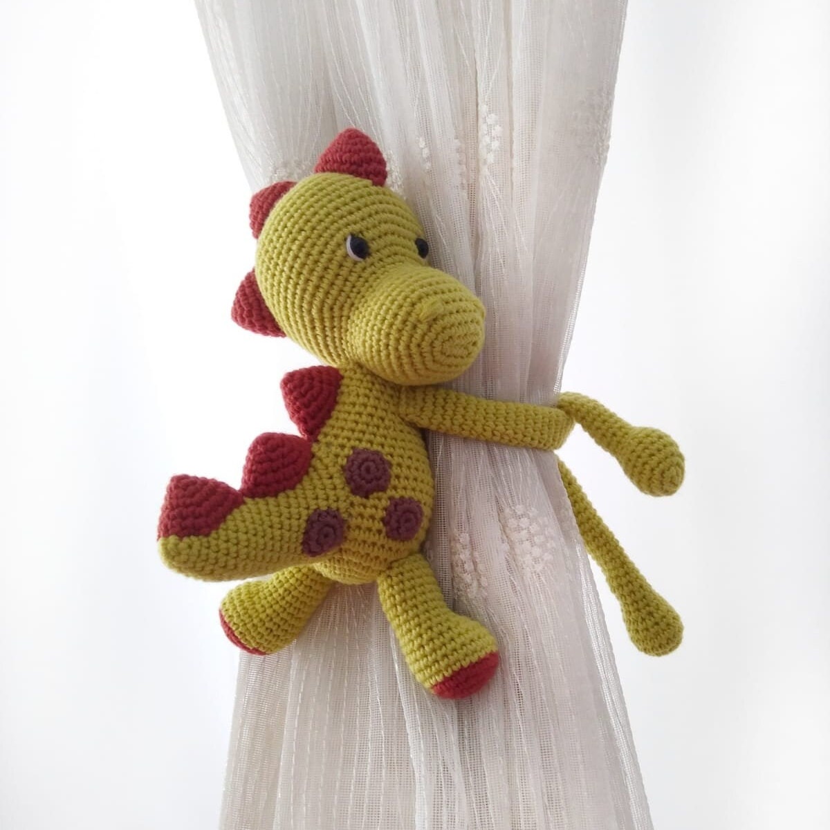 Crocheted Dinosaur Curtain Tie-Back Decoration