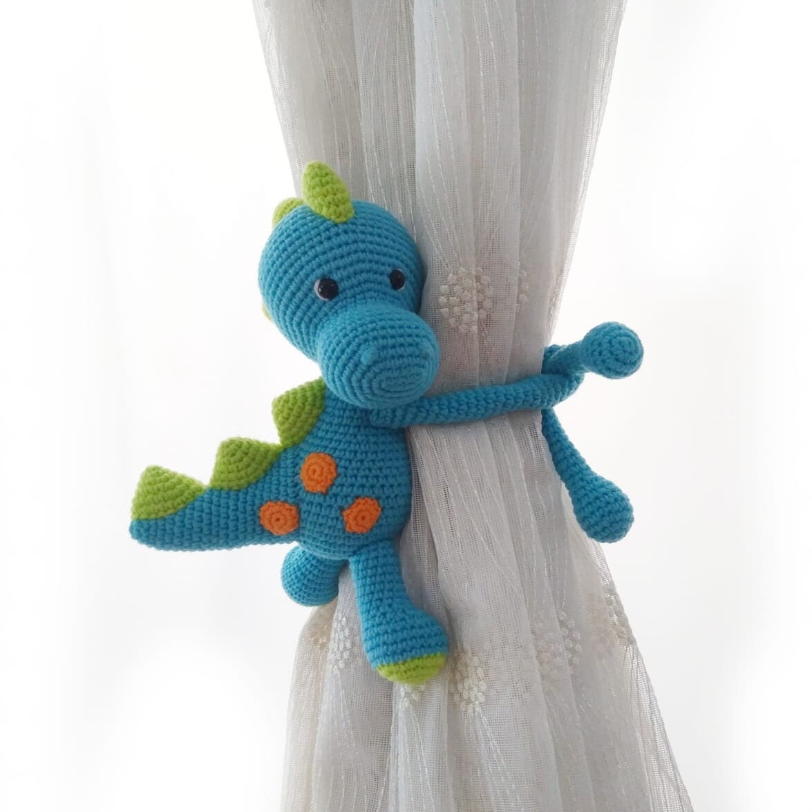 Crocheted Dinosaur Curtain Tie-Back Decoration