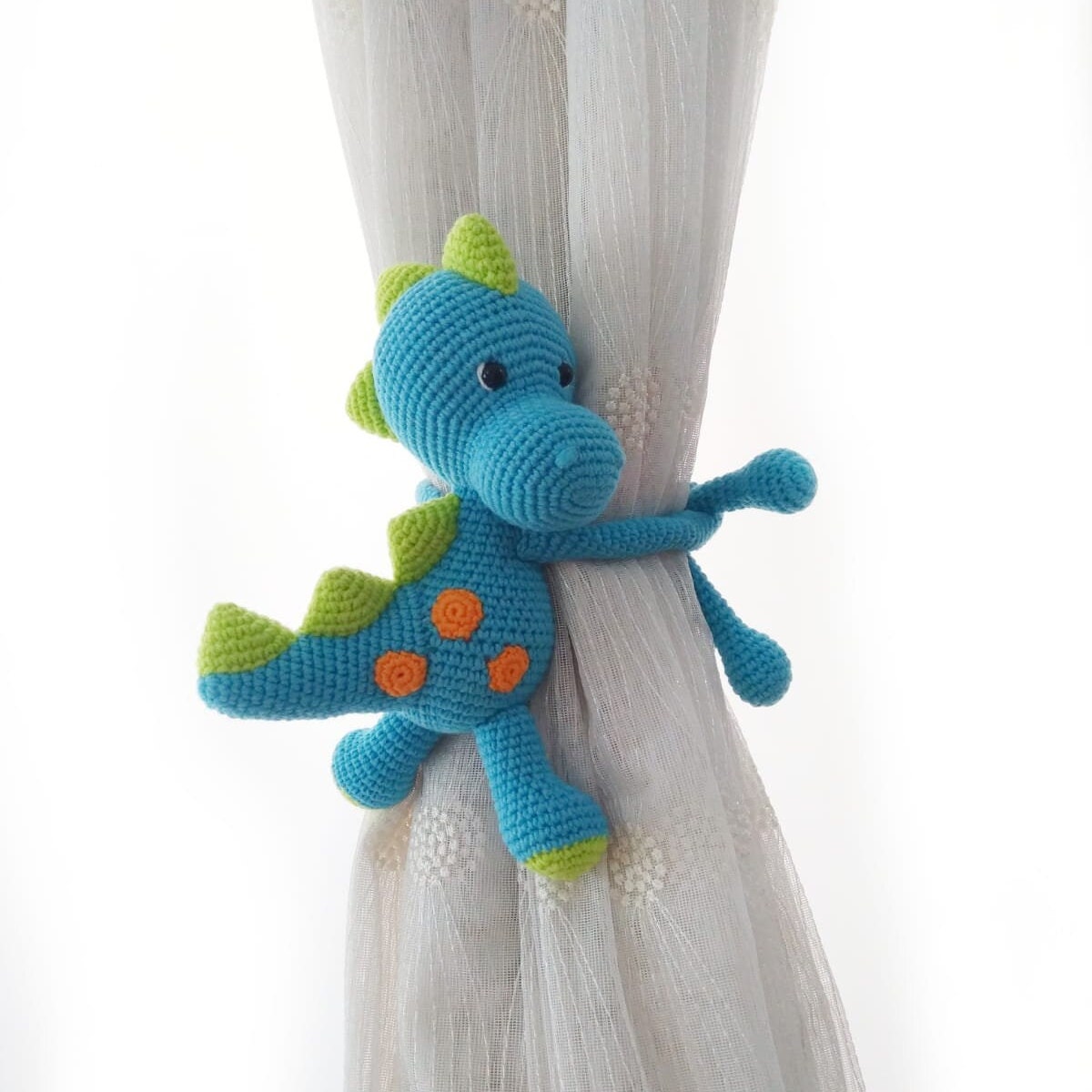 Crocheted Dinosaur Curtain Tie-Back Decoration
