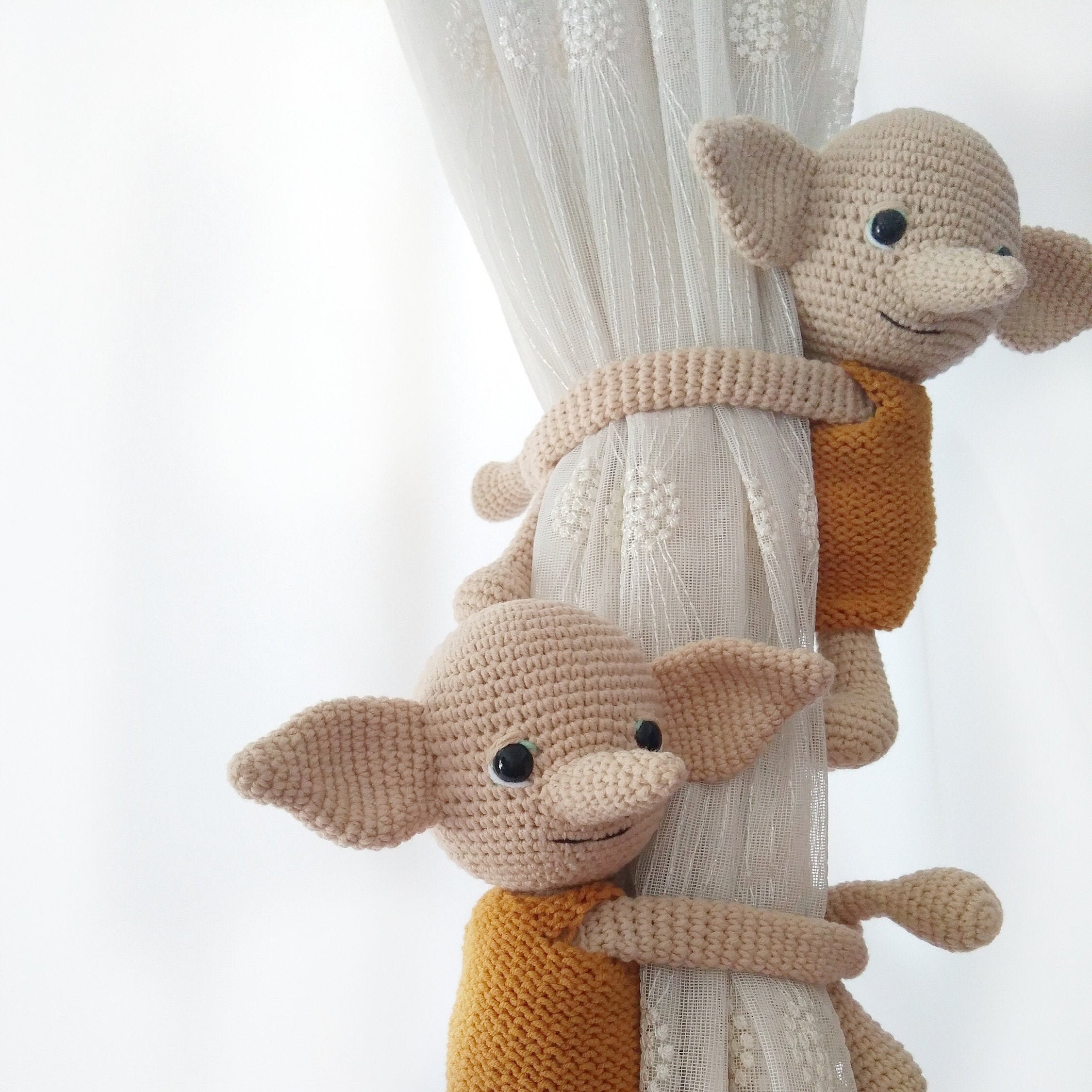 Handmade Crochet Elf – Curtain Holder or Toy – Organic Cotton – Washable – Baby Room Accen