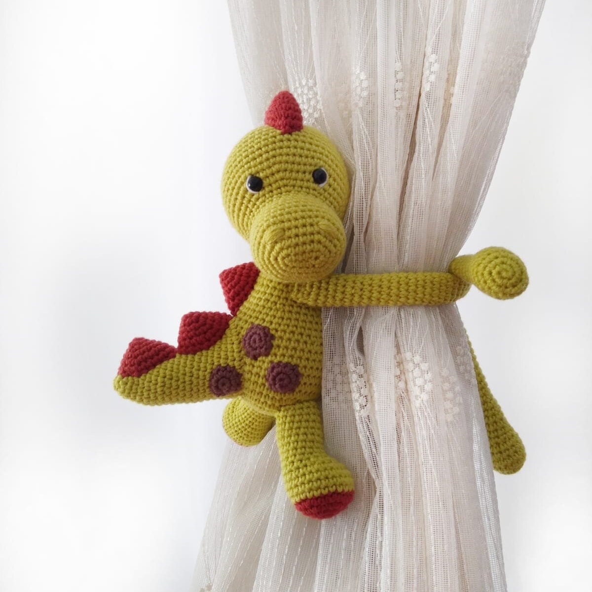 Crocheted Dinosaur Curtain Tie-Back Decoration