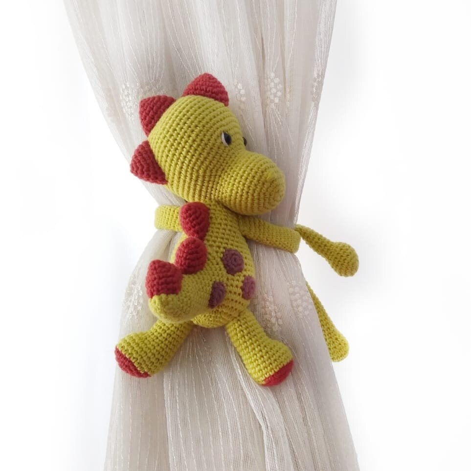 Crocheted Dinosaur Curtain Tie-Back Decoration