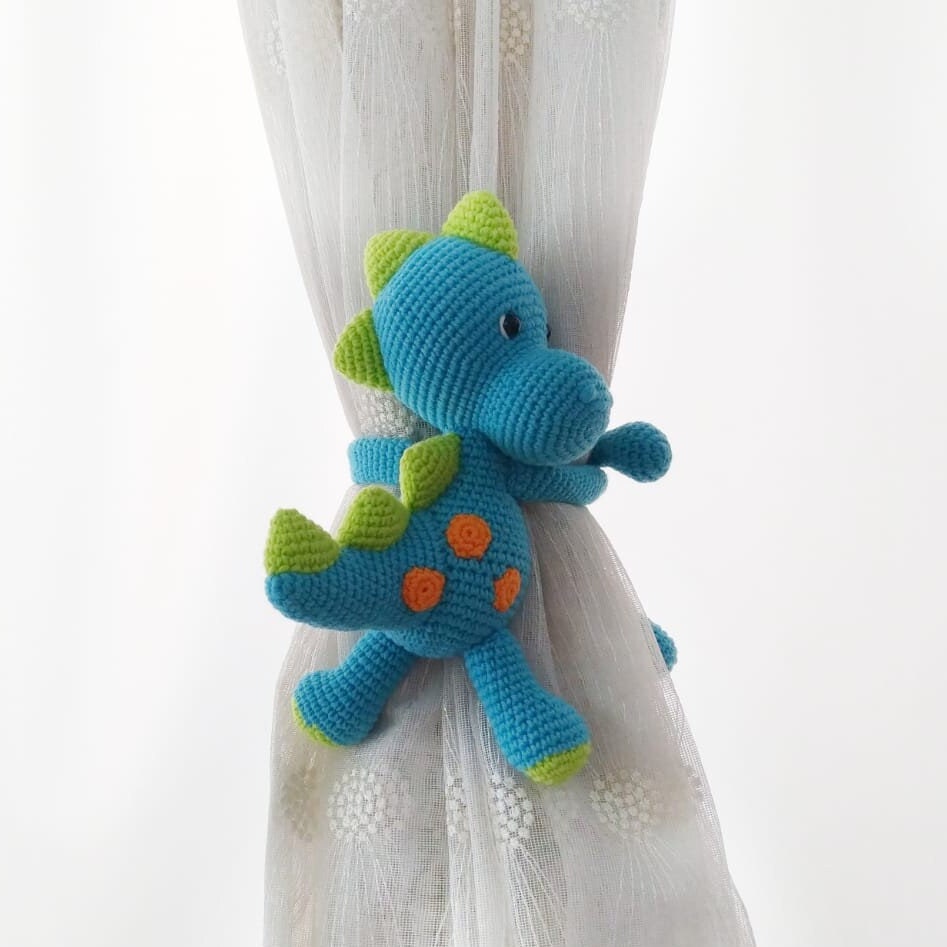 Crocheted Dinosaur Curtain Tie-Back Decoration