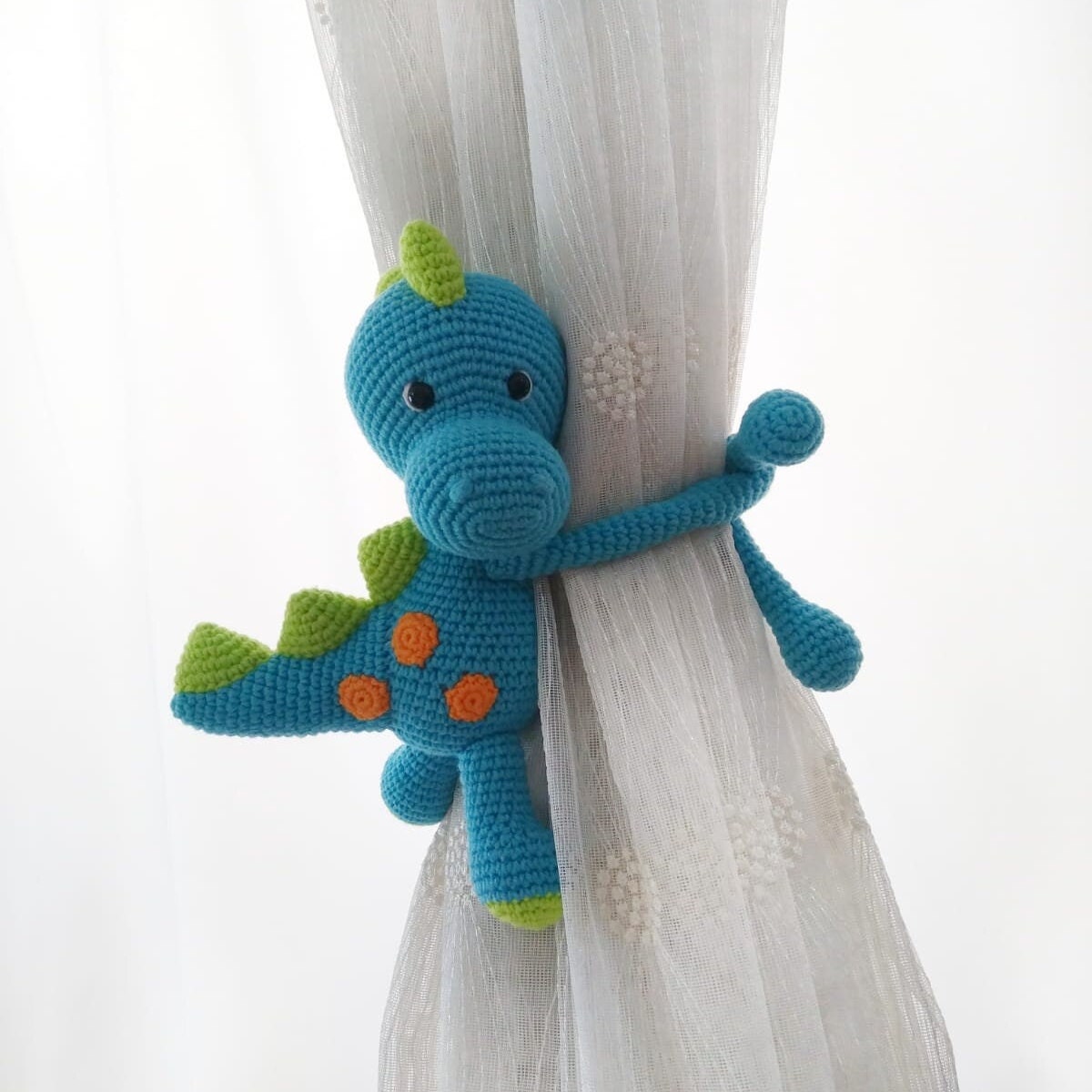 Crocheted Dinosaur Curtain Tie-Back Decoration
