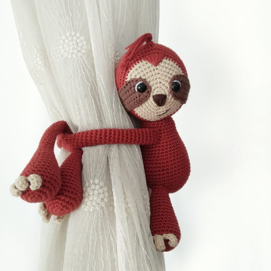 Sloth Amigurumi Curtain Tie Back Holder Nursery Decor Tie Back Curtain Tieback Holder