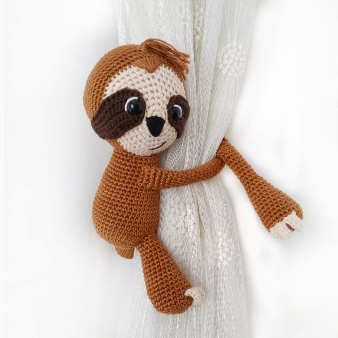 Sloth Amigurumi Curtain Tie Back Holder Nursery Decor Tie Back Curtain Tieback Holder