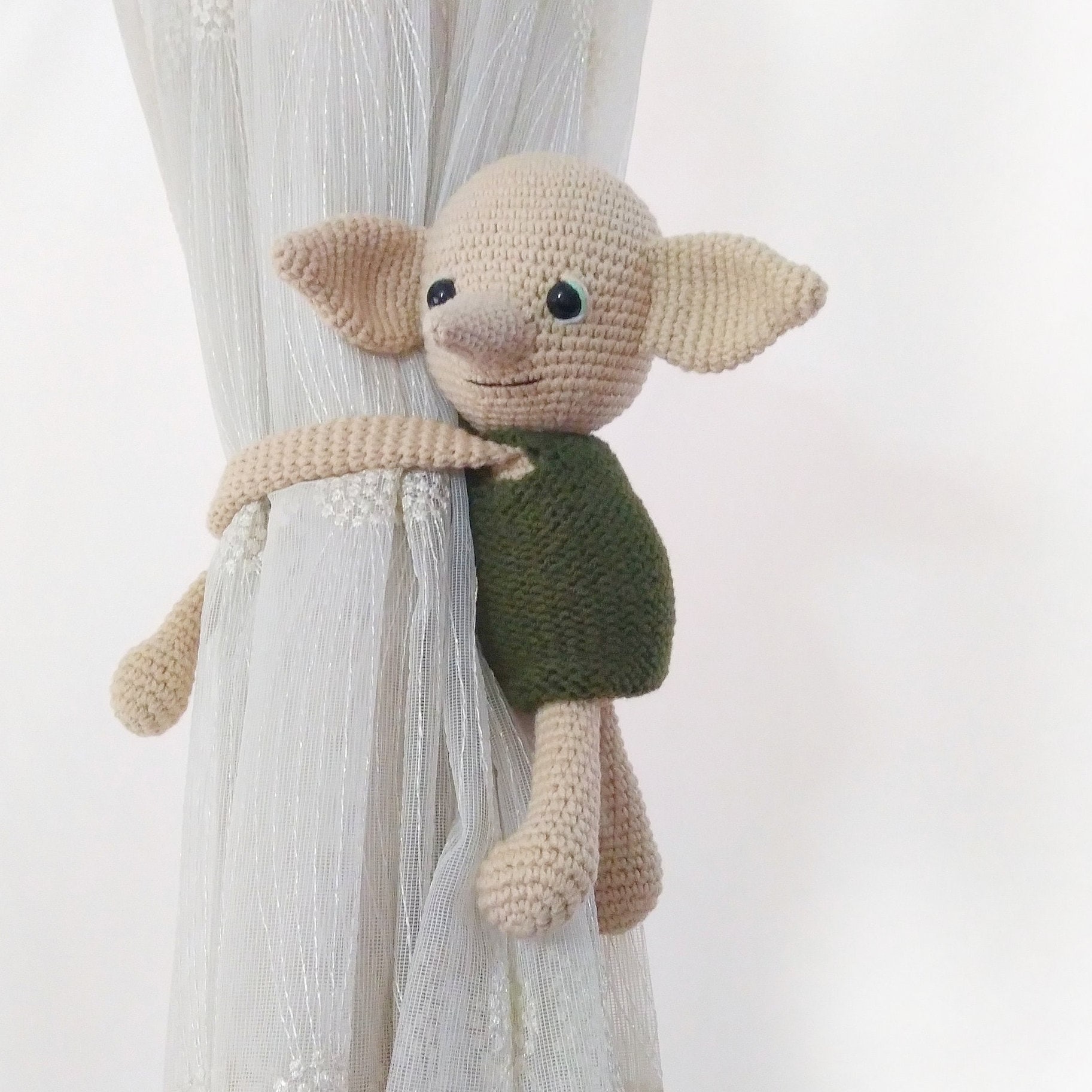Handmade Crochet Elf – Curtain Holder or Toy – Organic Cotton – Washable – Baby Room Accen