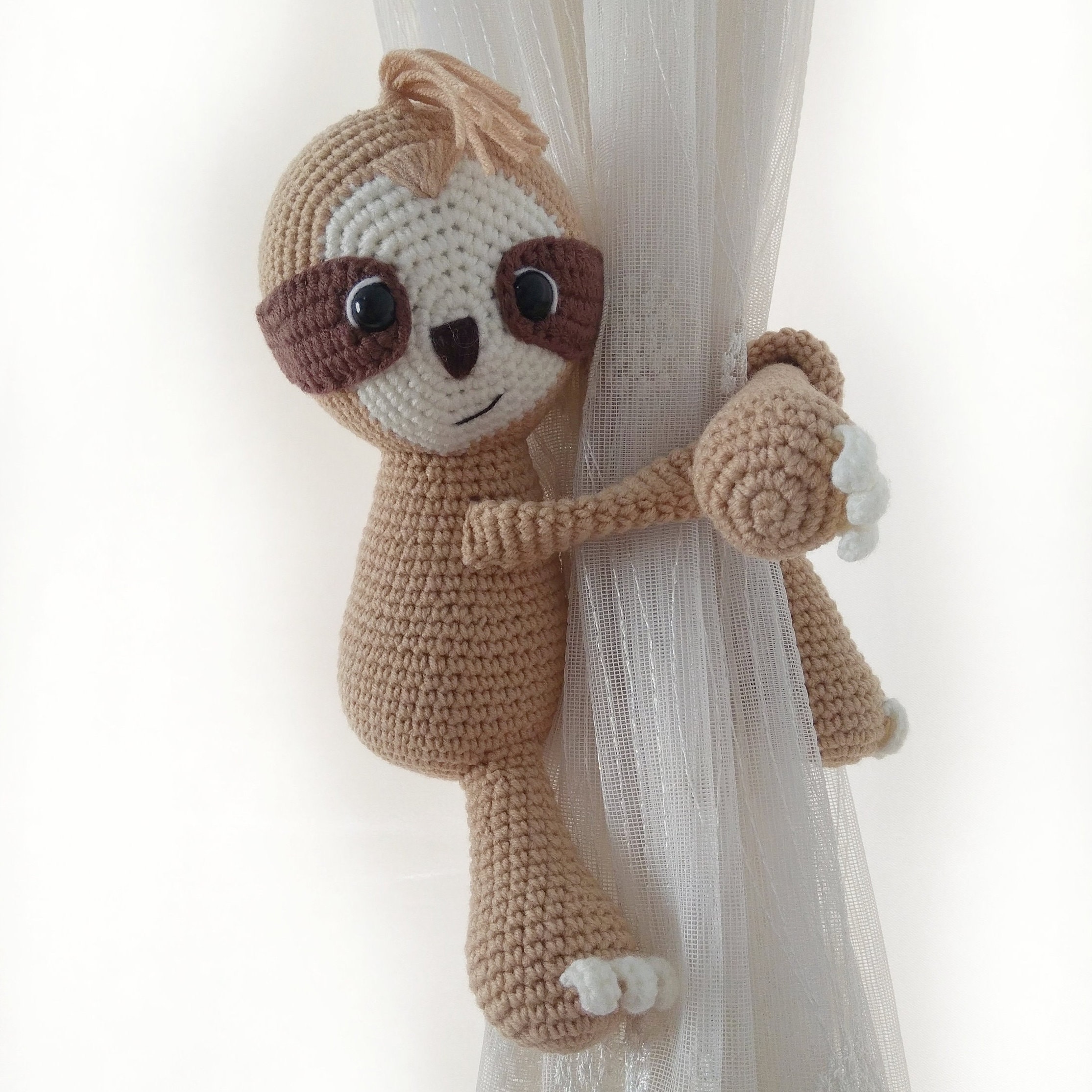 Sloth Amigurumi Curtain Tie Back Holder Nursery Decor Tie Back Curtain Tieback Holder