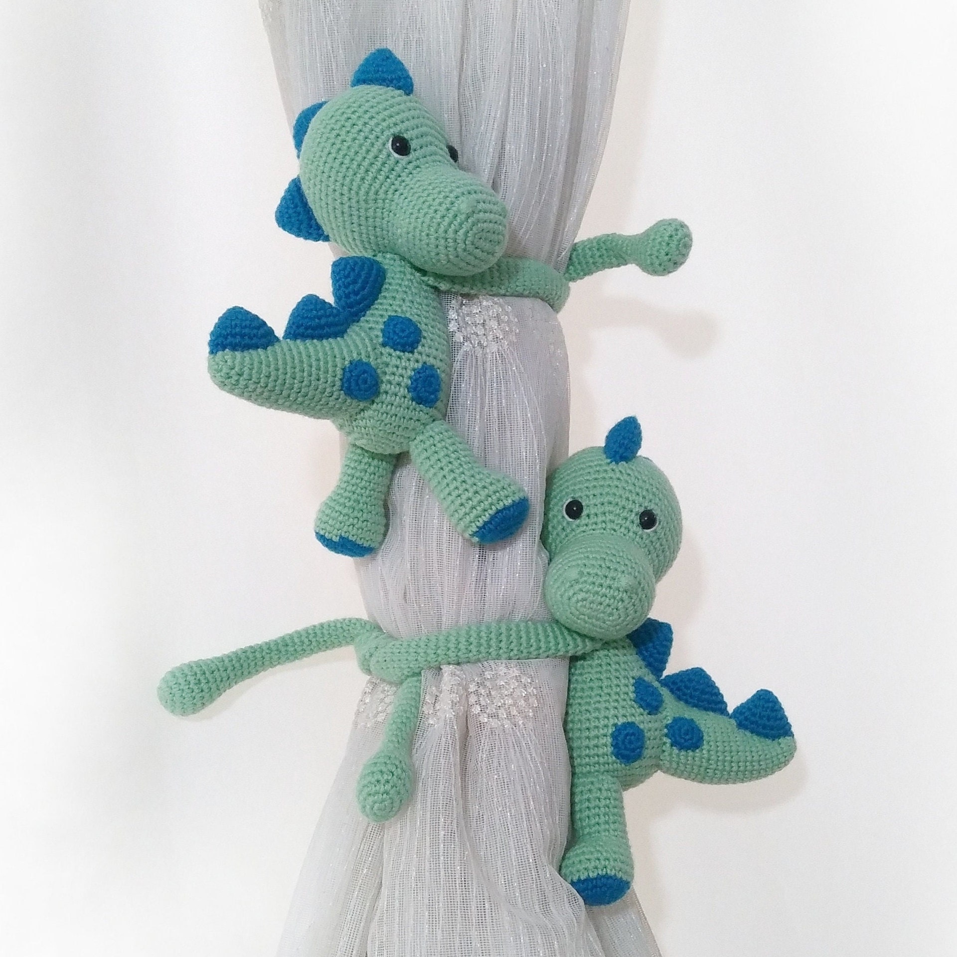 Crocheted Dinosaur Curtain Tie-Back Decoration